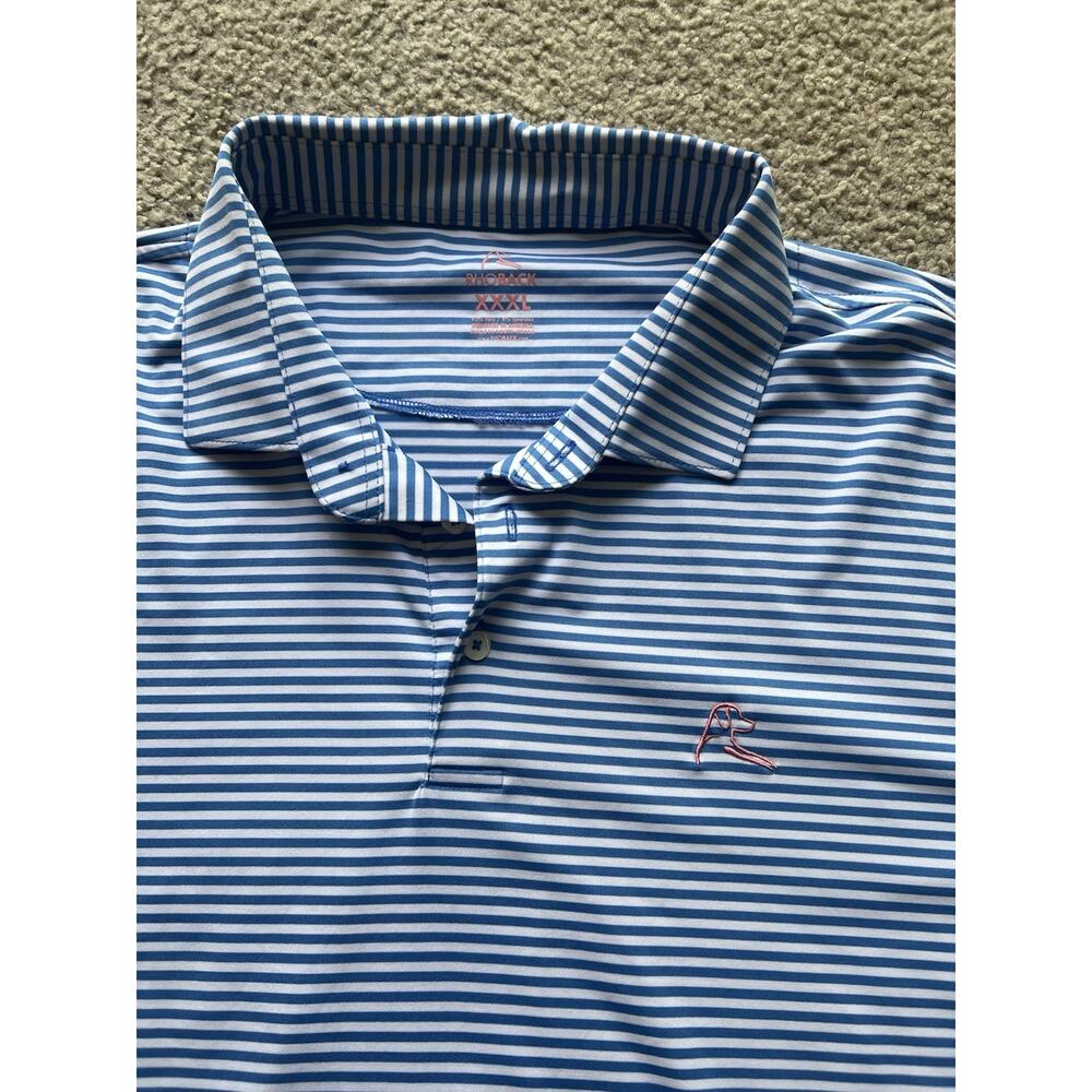 Rhoback Polo Shirt Mens 3XL Birdie Stripe Blue White Performance Golf Stretch